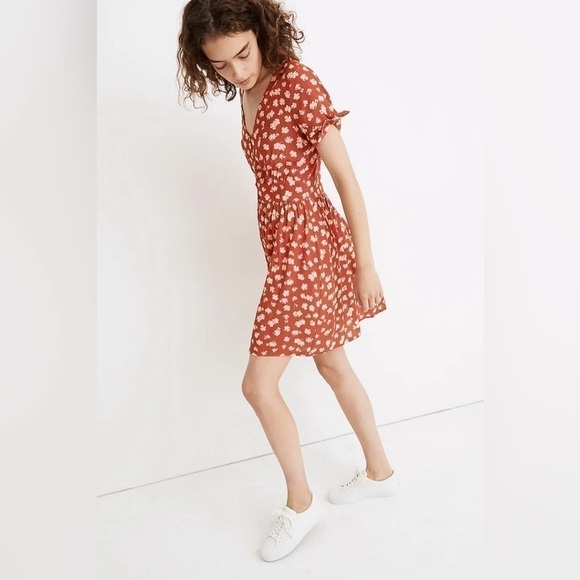 Madewell Button-Front Tie-Sleeve Retro Dress , sz 00 - Picture 2 of 10